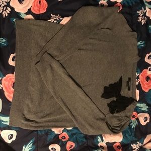 Gray sweater with black lace bow from Forever 21